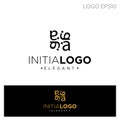 monogram initial a, aa logo template black color vector illustration Royalty Free Stock Photo