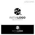 monogram initial e logo template black color vector illustration Royalty Free Stock Photo