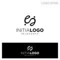 monogram initial e logo template black color vector illustration Royalty Free Stock Photo