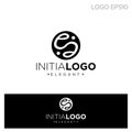 monogram initial e logo template black color vector illustration Royalty Free Stock Photo