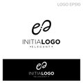 monogram initial e logo template black color vector illustration Royalty Free Stock Photo