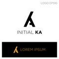 monogram initial ka, ak, a,k logo template black color vector illustration Royalty Free Stock Photo