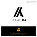 monogram initial ka, ak, a,k logo template black color vector illustration Royalty Free Stock Photo