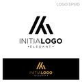 monogram initial ka, ak, a,k logo template black color vector illustration Royalty Free Stock Photo