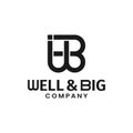 Monogram Initial Letter WB BW Logo Design Template