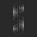 Monogram initial S letter logo linear pattern, 3d effect metal gradient parallel lines identity calligraphy jewelry solon logotype