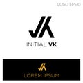 monogram initial vk, v, k logo template black color vector illustration