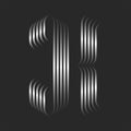 Monogram K letter artistic logo design, silver gradient parallel thin lines, metallic smooth thin stripes, typography mark