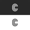 Monogram letter C logo CCC crest initials business card emblem, parallel lines shape Royalty Free Stock Photo