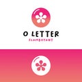 Monogram Letter O Circle with Flamboyant Flower Logo Royalty Free Stock Photo