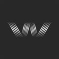 Monogram letter W initial logo calligraphic emblem, minimal style thin smooth curves, wave shape decoration