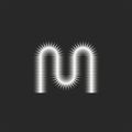 Monogram logo M letter 3d, tech metallic gradient mark