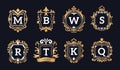 Monogram logos. Luxury calligraphic elegant gold identity ornament for restaurant, hotel brand and jewelry boutique