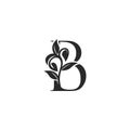 Monogram Nature Floral B Luxury Letter Logo Concept. Elegance black and white florist alphabet font vector design template