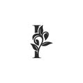 Monogram Nature Floral I Luxury Letter Logo Concept. Elegance black and white florist alphabet font vector design template