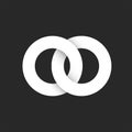 Monogram OO initials logo or chain symbol creative design, overlapping of two circles from ribbon