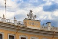 Monogram of russian emperor Paul the First on a roof of Pavlovsk Palace, Russia