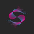 Monogram SS letters logo Interlacing lines grid, combination two letters S initials, linear creative psychedelic geometric pattern