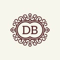 Logo letter DB elegant Flourish Swirl design
