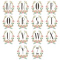 Monogram Wreath Table Card M to Z