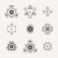 Manograms frames collection. Classical elements. Royalty Free Stock Photo