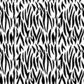 Monohcrome zebra seamless pattern. Abstract leather strips exotic print in black and white colors. Nature safari animal print