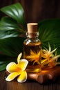 Monoi de Tahiti essential oil in a bottle. Generative AI, Royalty Free Stock Photo