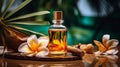 Monoi de Tahiti essential oil in a bottle. Generative AI, Royalty Free Stock Photo