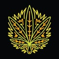 Monoline Cannabis Leaf Vector illustration Emblem Symbol and Icon