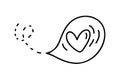 Monoline cute balloon with heart. Vector Valentines Day Hand Drawn icon. Holiday sketch doodle Design element valentine