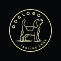 Monoline Cute Dog Vector Logo, Animal Pet vintage badge, creative luxury emblem Design