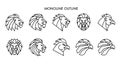 Monoline Outline Lion and Eagle Head Vector Set Royalty Free Stock Photo