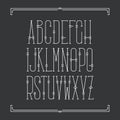 Monoline serif latin alphabet.