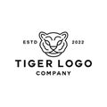 Monoline Tiger Head Logo vector design graphic emblem Royalty Free Stock Photo