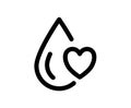 Monoline vector drop water and heart logo icon blood donar. Sign donation freshness and clear water for design template