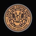 Monoline Vintage Cafe and Coffee Shop Logo Vector Graphic Design illustration Retro Circle Badge Emblem Symbol and Icon