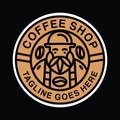 Monoline Vintage Coffee Shop Logo Vector Graphic Design illustration Retro Circle Badge Emblem Symbol and Icon