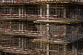 Monolithic construction of a multi-storey apartment building. Construction site. Construction in progress and concrete house frame Royalty Free Stock Photo