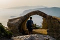 Monolithos` Castel, sunset Royalty Free Stock Photo