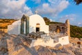 Monolithos castle church at sunset  Rhodes island  Greece Royalty Free Stock Photo