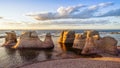 Monoliths of ÃÅ½le Nue de Mingan, Quebec, Canada Royalty Free Stock Photo