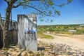 Monolito de granito con informaciÃÂ³n y mapa de la Via de la Plata en Carrascalejo, provincia de Badajoz, Extremadura, EspaÃÂ±a.