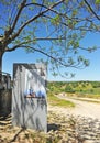 Monolito de granito con informaciÃÂ³n y mapa de la Via de la Plata en Carrascalejo, provincia de Badajoz, Extremadura, EspaÃÂ±a.