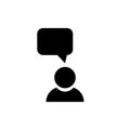 Monolog icon in black. Symbol of man with monologue bubble. Vector EPS 10