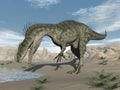 Monolophosaurus dinosaur in the desert - 3D render