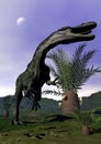 Monolophosaurus dinosaur roaring - 3D render Royalty Free Stock Photo