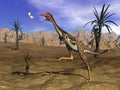 Mononykus dinosaur hunting - 3D render Royalty Free Stock Photo