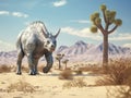 Mononykus dinosaur in the desert 3D render Made With Generative AI illustration