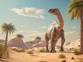 Mononykus dinosaur in the desert 3D render Made With Generative AI illustration