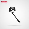 Monopod with camera vector icon